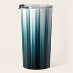 Tropical Dark Teal Inspired by 2020 Color Oceanside SW6496 Soft Vertical Blurred Line Pattern Travel Mug Gallery Image 3