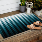 Tropical Dark Teal Inspired by 2020 Color Oceanside SW6496 Soft Vertical Blurred Line Pattern Outdoor Rug Gallery Image 2