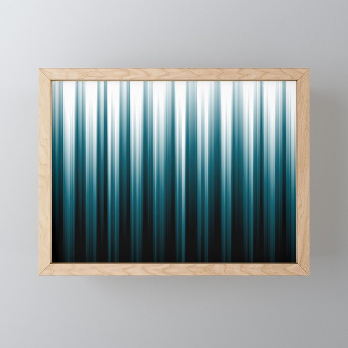 Tropical Dark Teal Inspired by 2020 Color Oceanside SW6496 Soft Vertical Blurred Line Pattern Mini Art Print Gallery Image 1