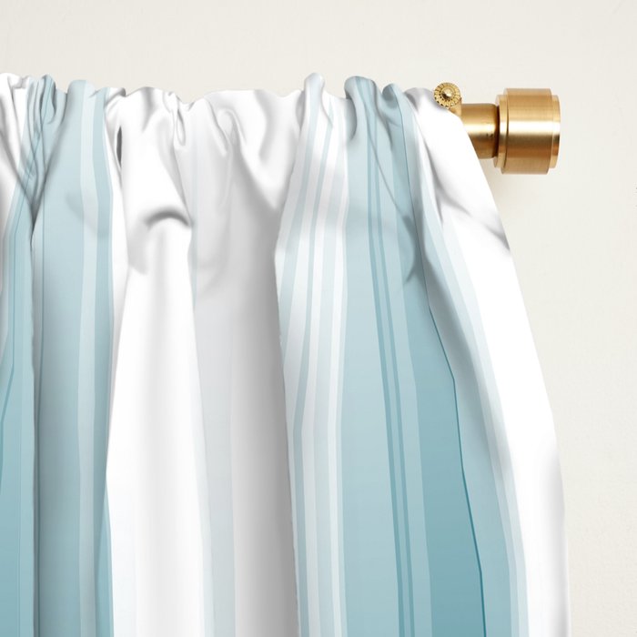 Tropical Dark Teal Inspired by 2020 Color Oceanside SW6496 Soft Vertical Blurred Line Pattern Window Curtain Gallery Image 2