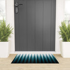 Tropical Dark Teal Inspired by 2020 Color Oceanside SW6496 Soft Vertical Blurred Line Pattern Welcome Mat Gallery Image 3