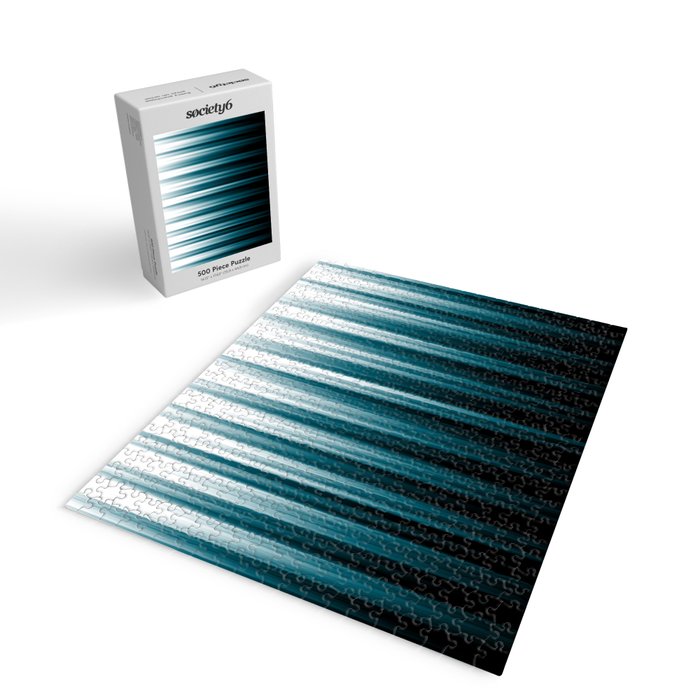 Tropical Dark Teal Inspired by 2020 Color Oceanside SW6496 Soft Vertical Blurred Line Pattern Jigsaw Puzzle Gallery Image 2