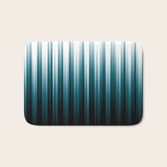 Tropical Dark Teal Inspired by 2020 Color Oceanside SW6496 Soft Vertical Blurred Line Pattern Bath Mat Gallery Image 1