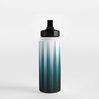 Tropical Dark Teal Inspired by 2020 Color Oceanside SW6496 Soft Vertical Blurred Line Pattern Water Bottle Gallery Image 2