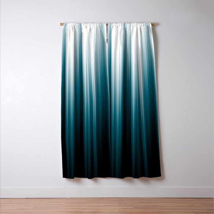 Tropical Dark Teal Inspired by 2020 Color Oceanside SW6496 Soft Vertical Blurred Line Pattern Window Curtain Gallery Image 3