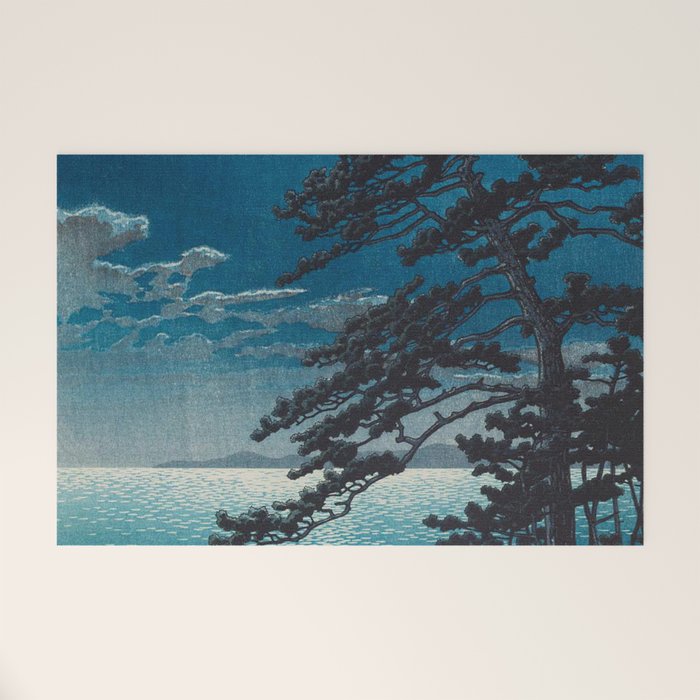 Spring Moon At Ninomiya Beach By Kawase Hasui Welcome Mat Gallery Image 1