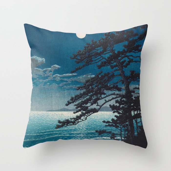 Spring Moon At Ninomiya Beach By Kawase Hasui Throw Pillow Gallery Image 6