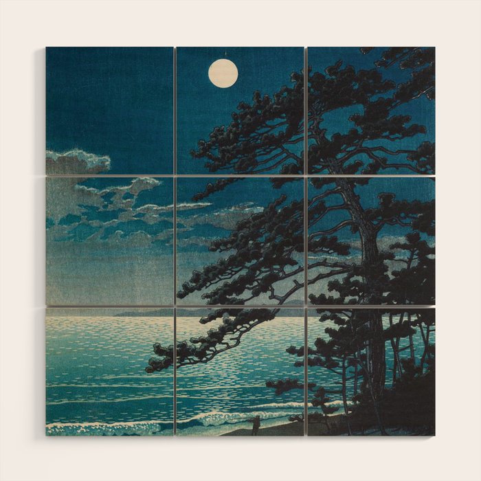 Spring Moon At Ninomiya Beach By Kawase Hasui Wood Wall Art Gallery Image 1