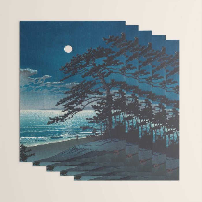 Spring Moon At Ninomiya Beach By Kawase Hasui Wrapping Paper Gallery Image 3