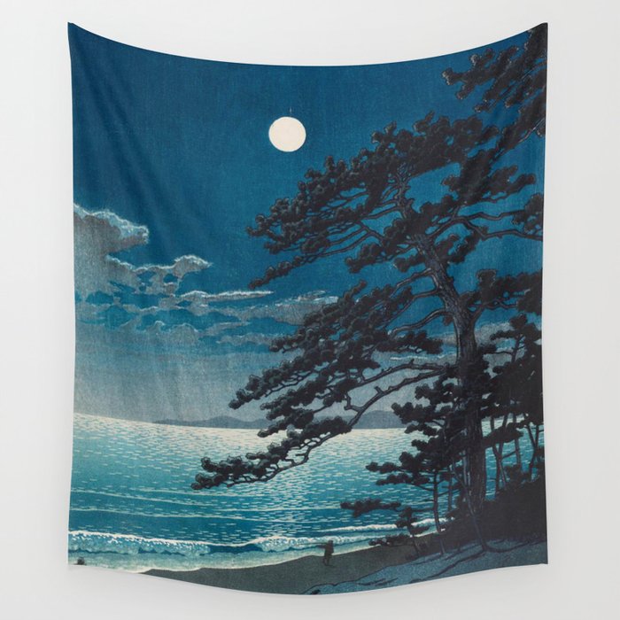 Spring Moon At Ninomiya Beach By Kawase Hasui Wall Tapestry Gallery Image 4