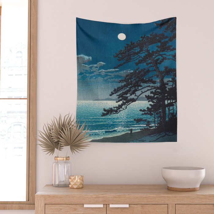 Spring Moon At Ninomiya Beach By Kawase Hasui Wall Tapestry Gallery Image 2