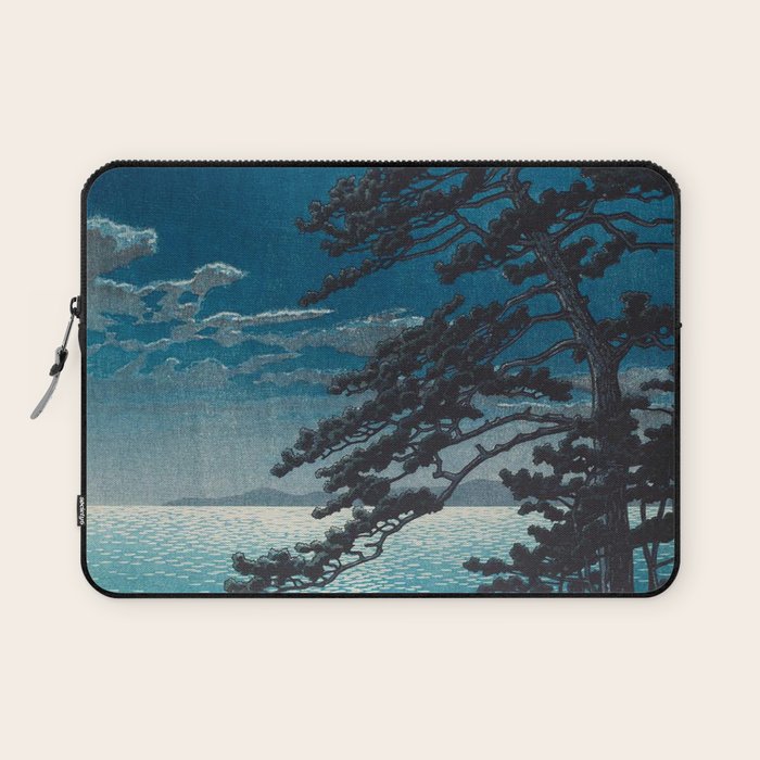 Spring Moon At Ninomiya Beach By Kawase Hasui Laptop Sleeve Gallery Image 1