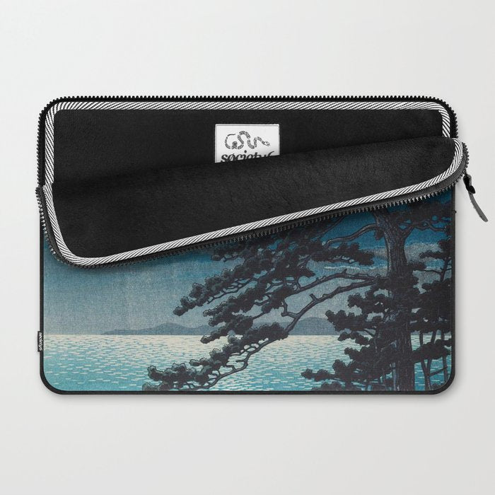 Spring Moon At Ninomiya Beach By Kawase Hasui Laptop Sleeve Gallery Image 2