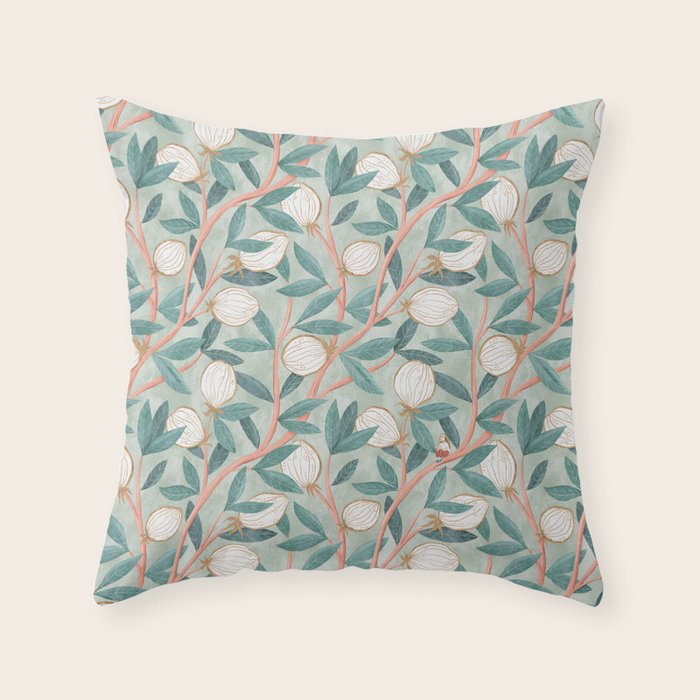 Whimsical Fruit with little girl Throw Pillow Gallery Image 1