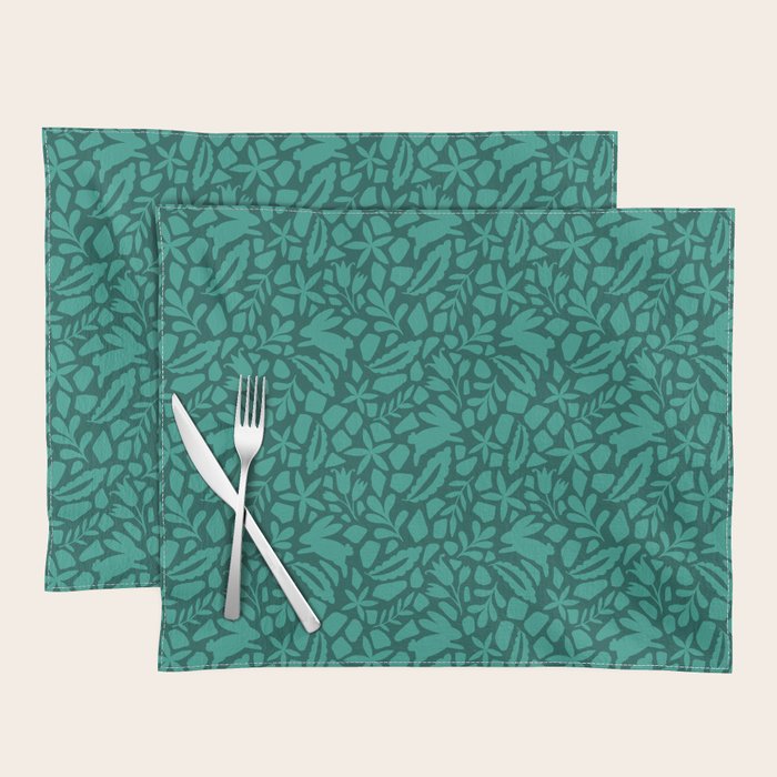 Folk Art Bunnies - Verdigris  Placemat Gallery Image 1