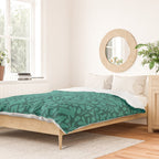 Folk Art Bunnies - Verdigris  Duvet Cover Gallery Image 2