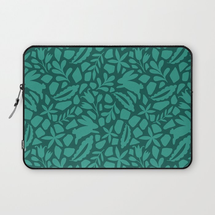 Folk Art Bunnies - Verdigris  Laptop Sleeve Gallery Image 1