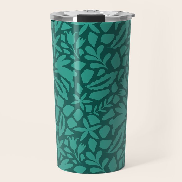 Folk Art Bunnies - Verdigris  Travel Mug Gallery Image 1