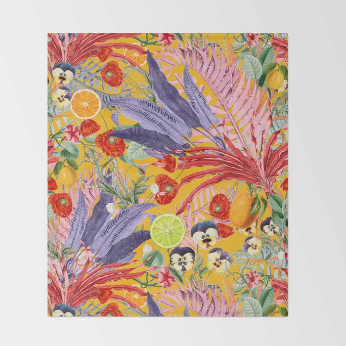 Summer Tropical Garden Throw Blanket Gallery Image 2