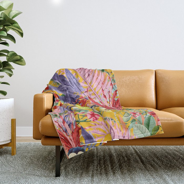 Summer Tropical Garden Throw Blanket Gallery Image 1