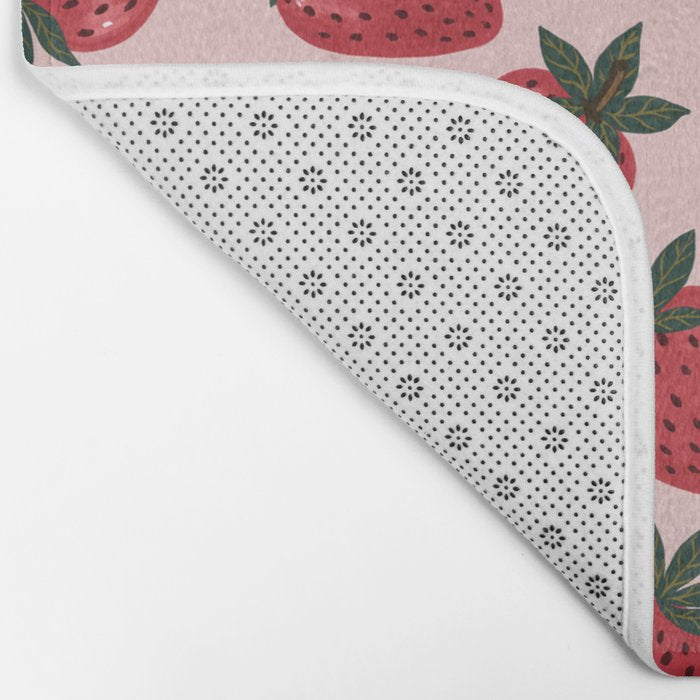 Gouache Strawberry in Pink Bath Mat Gallery Image 2