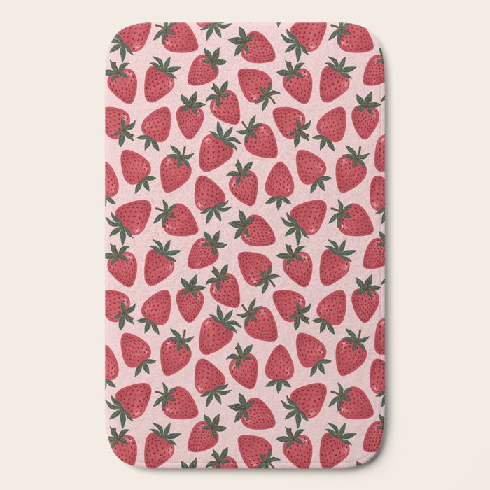 Gouache Strawberry in Pink Bath Mat Gallery Image 2