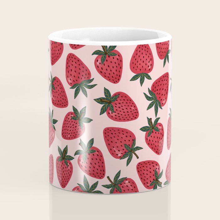 Gouache Strawberry in Pink Coffee Mug Gallery Image 4