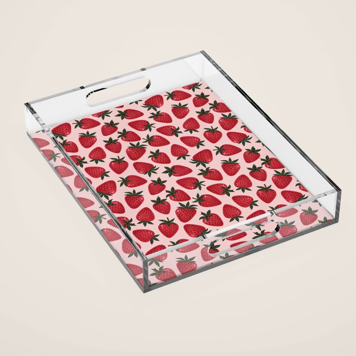 Gouache Strawberry in Pink Acrylic Tray Gallery Image 1