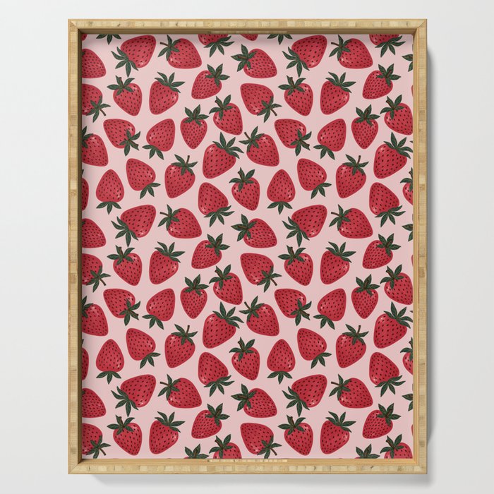 Gouache Strawberry in Pink Serving Tray Gallery Image 1