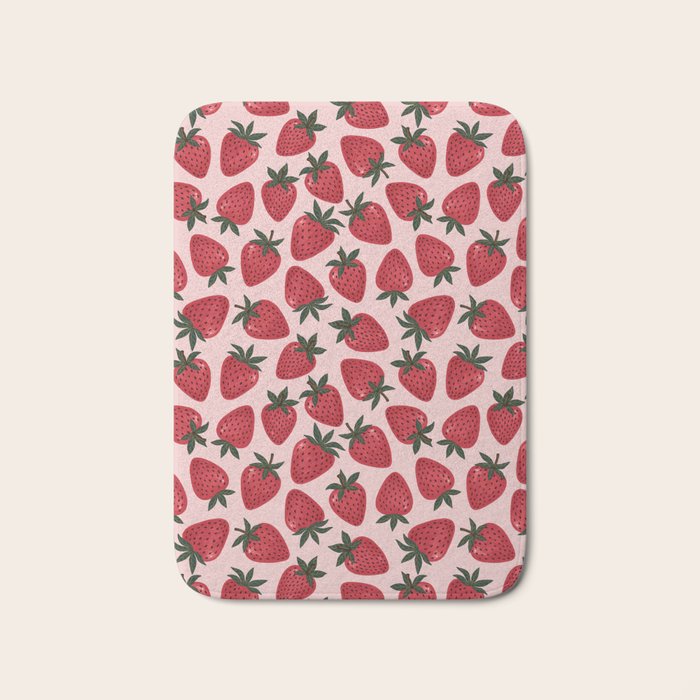 Gouache Strawberry in Pink Bath Mat Gallery Image 1