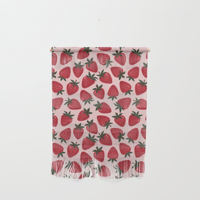 Gouache Strawberry in Pink Wall Hanging Gallery Image 1