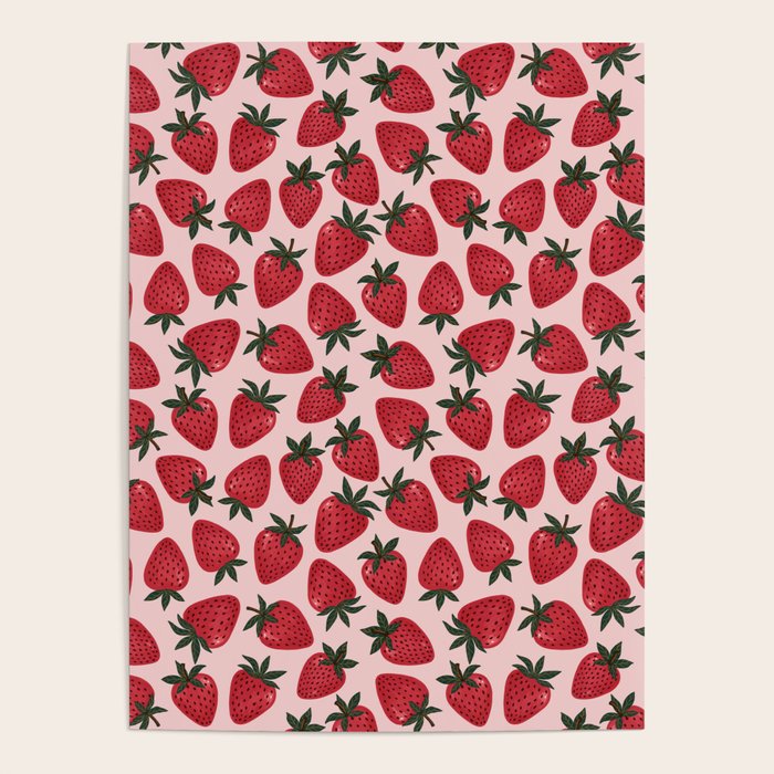 Gouache Strawberry in Pink Poster Gallery Image 4