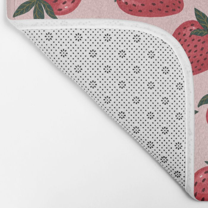 Gouache Strawberry in Pink Bath Mat Gallery Image 2