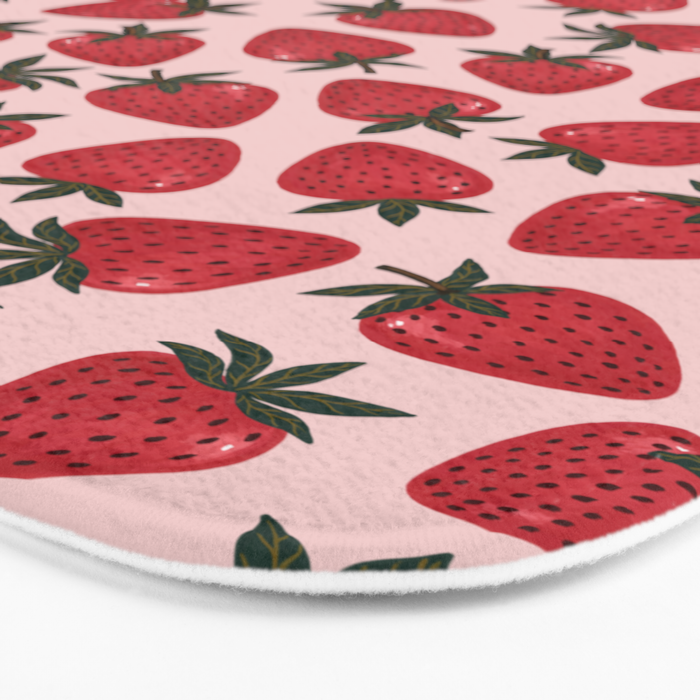 Gouache Strawberry in Pink Bath Mat Gallery Image 3