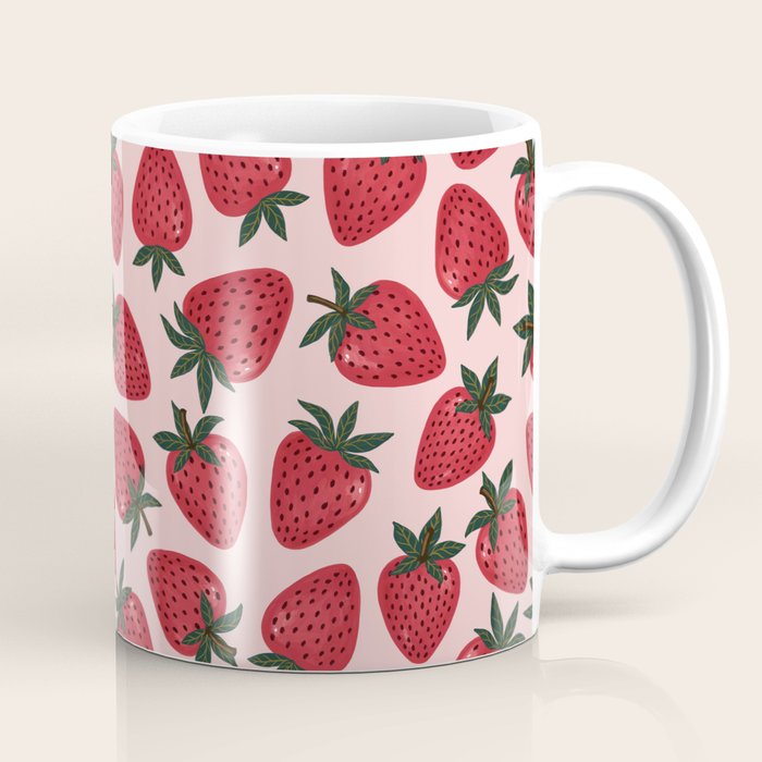 Gouache Strawberry in Pink Coffee Mug Gallery Image 1