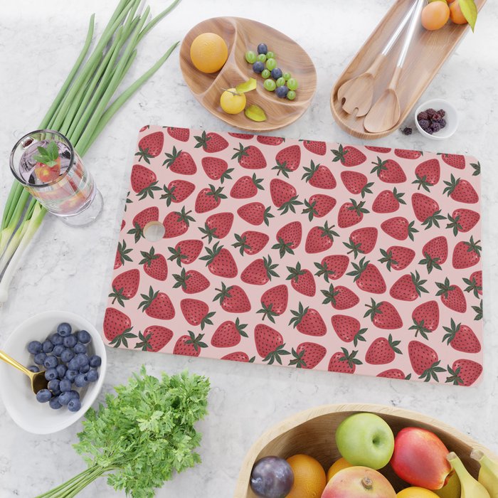 Gouache Strawberry in Pink Cutting Board Gallery Image 2