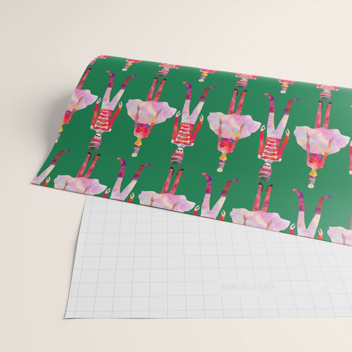 Nutcracker Ballet - Candy Cane Green Wrapping Paper Gallery Image 2