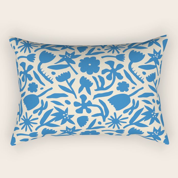 Blue flower nature art pattern Rectangular Pillow Gallery Image 1