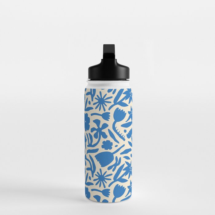 Blue flower nature art pattern Water Bottle Gallery Image 3