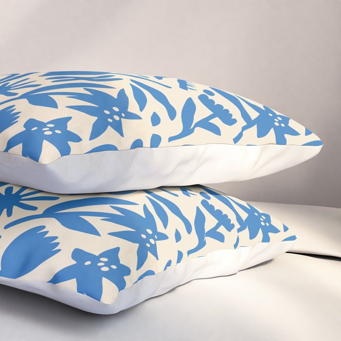 Blue flower nature art pattern Pillow Sham Gallery Image 3