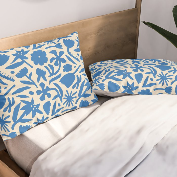 Blue flower nature art pattern Pillow Sham Gallery Image 2