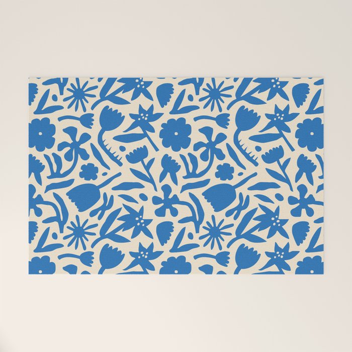 Blue flower nature art pattern Welcome Mat Gallery Image 1