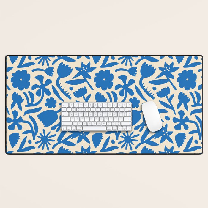 Blue flower nature art pattern Desk Mat Gallery Image 1