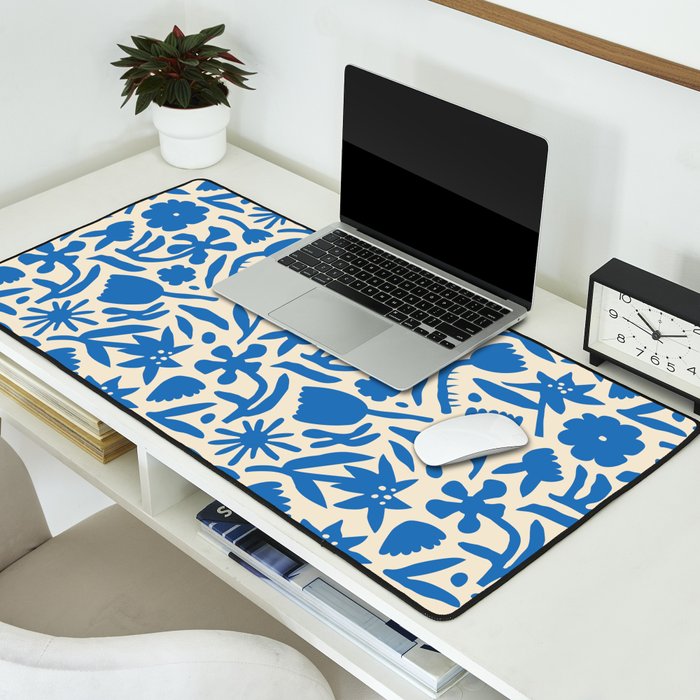 Blue flower nature art pattern Desk Mat Gallery Image 2