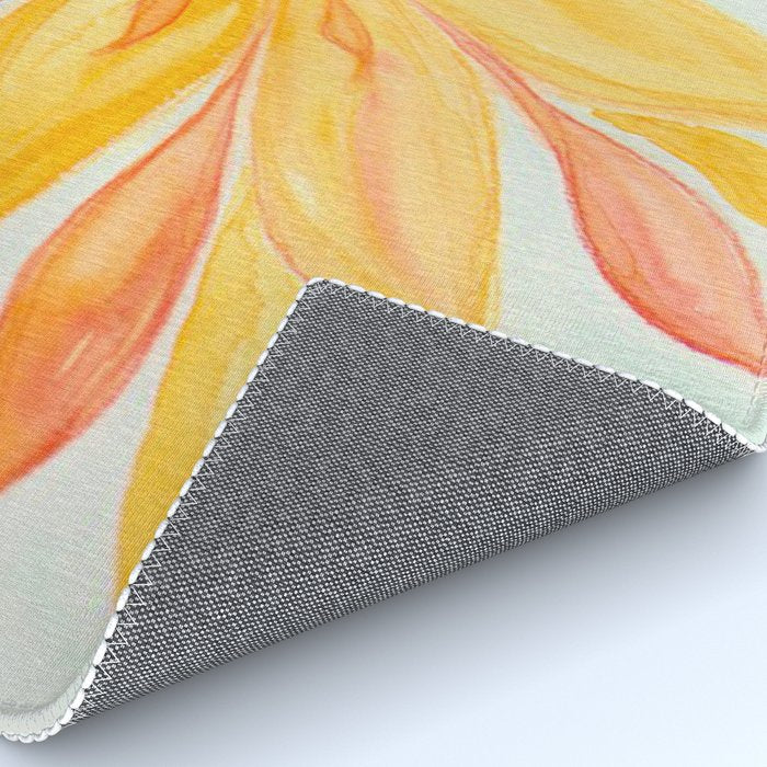 Sunburst Yellow and Orange Abstract Watercolor Flower Rug Gallery Image 4