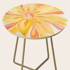 Sunburst Yellow and Orange Abstract Watercolor Flower Side Table Gallery Image 2