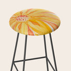 Sunburst Yellow and Orange Abstract Watercolor Flower Stool Gallery Image 2