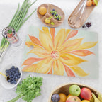 Sunburst Yellow and Orange Abstract Watercolor Flower Cutting Board Gallery Image 2