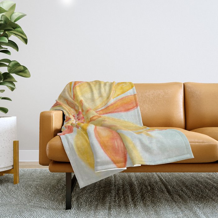 Sunburst Yellow and Orange Abstract Watercolor Flower Throw Blanket Gallery Image 1