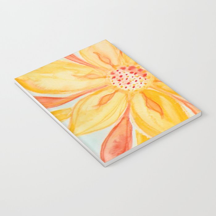 Sunburst Yellow and Orange Abstract Watercolor Flower Notebook Gallery Image 3